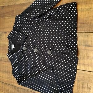 Dressbarn Black w/White Polkadot Jacket, Waist Length, Collard and Large Buttons